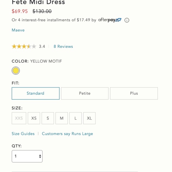 NWT Yellow Maeve Fete Midi Dress (Anthro) L/XL - Picture 2 of 6